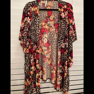 3x leopard floral kimono